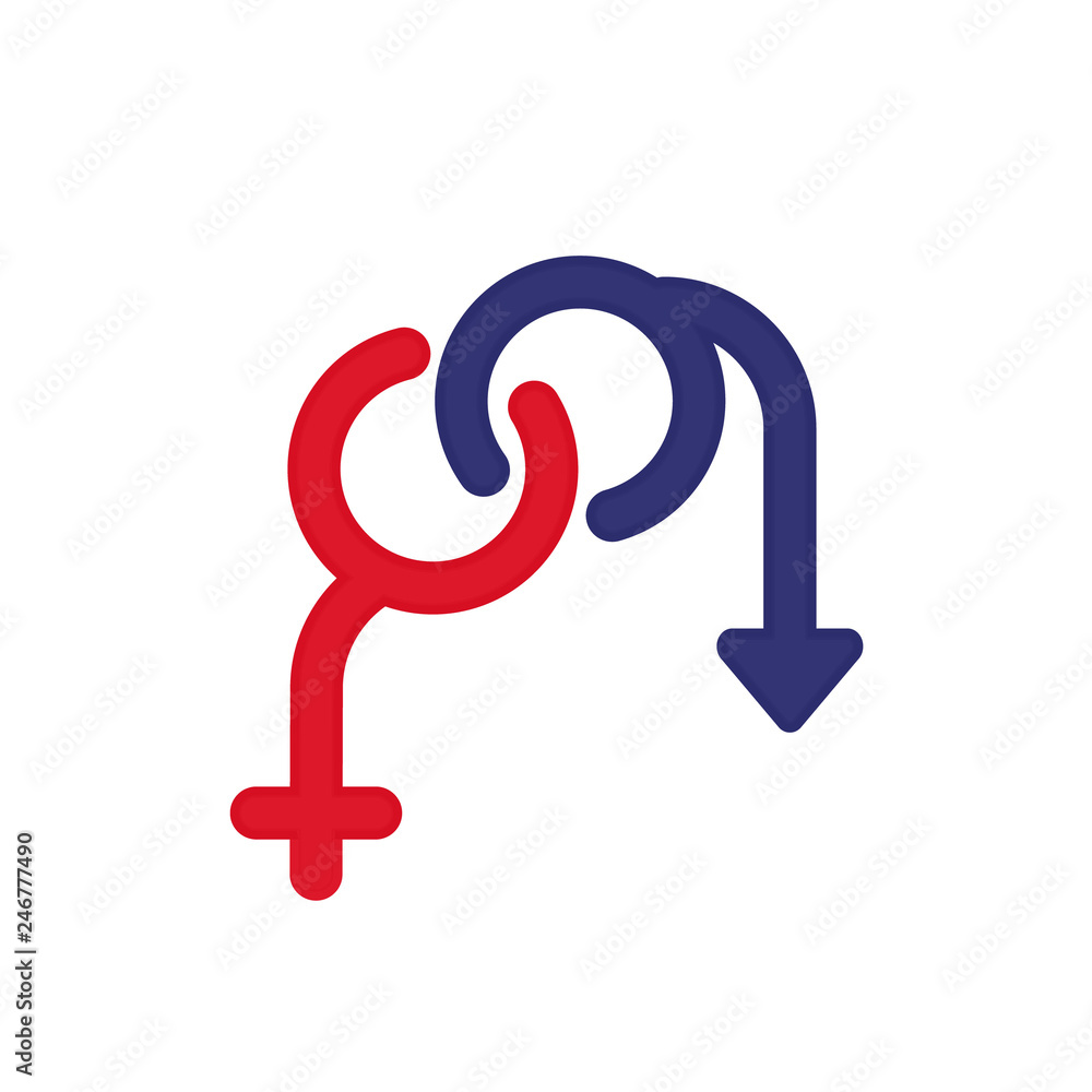 Sexual problems vector logo. Impotence red and blue icon. Urology dysfunction symbol. Medicine and health background. Medical pattern. Sexual problems vector logo. Impotence red and blue icon. Urology dysfunction symbol. Medicine and health background. Medical pattern.