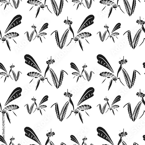 mantis vector seamless pattern