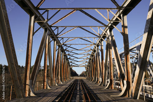 Old metal railroad bridge construction