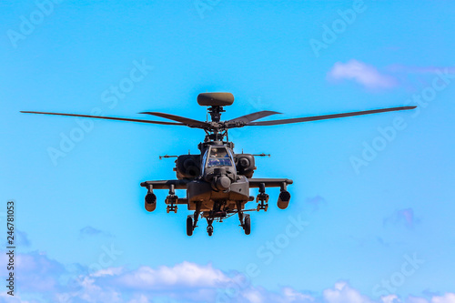Fighting helicopter in military training Saber Strike in Latvia.