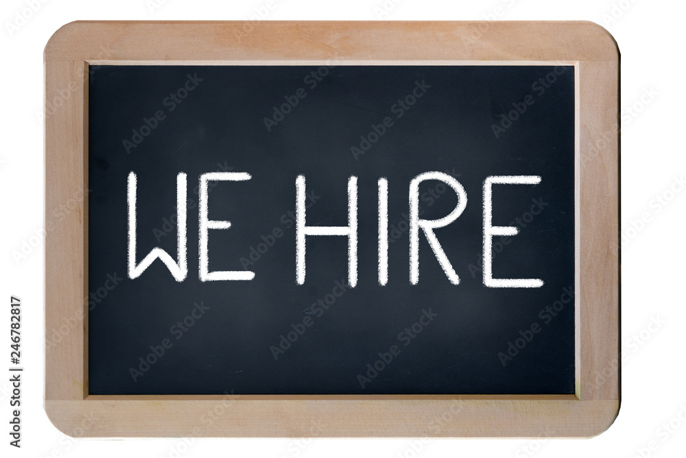 Illustration on a chalkboard with handwritten text we hire Illustration on a chalkboard with handwritten text we hire