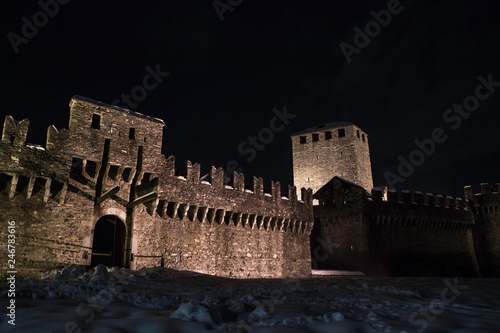 The casltes of Bellinzona in winter, Ticino, Switzerlan, Europe photo