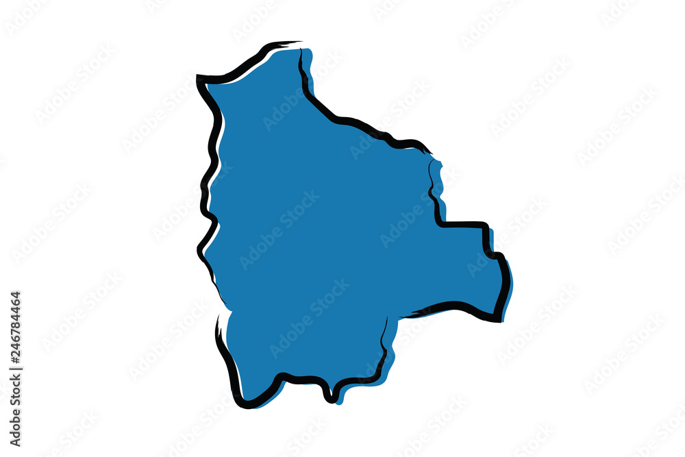 Stylized blue sketch map of Bolivia