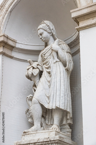 Elements of the Neptune statue in the Albertina Palace Museum in Vienna. Austria.