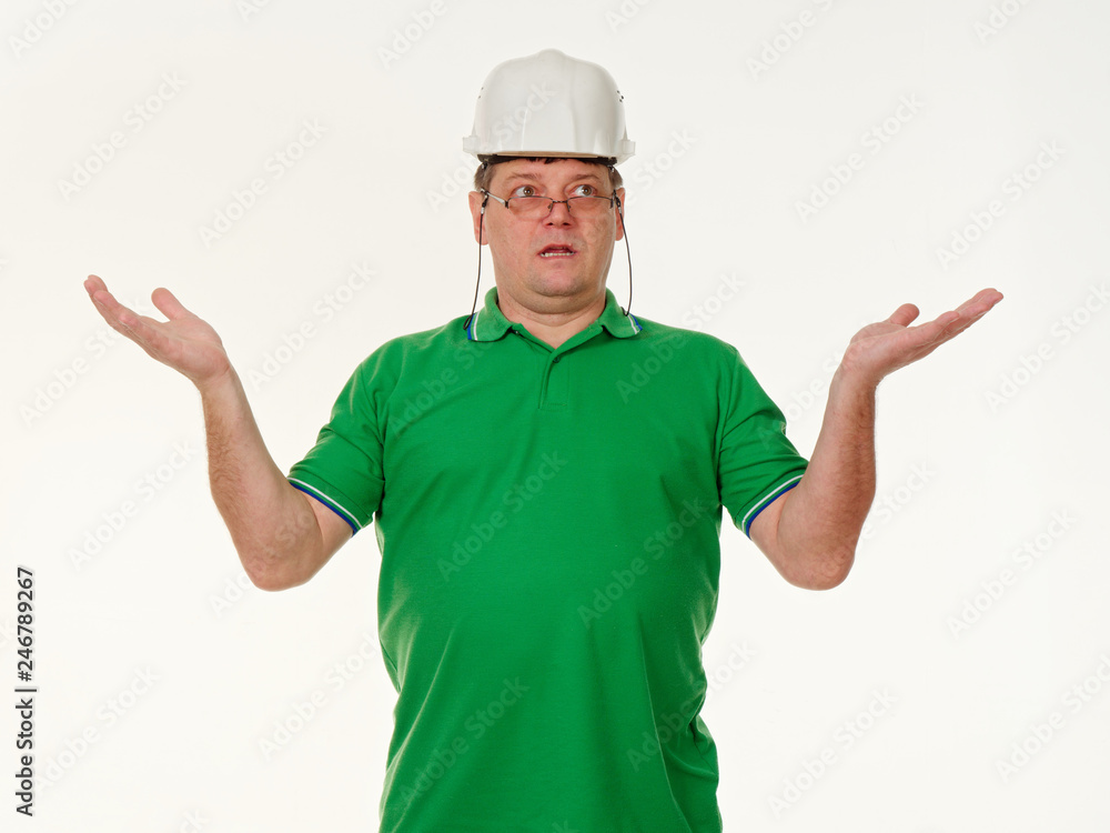 emotion man foreman on a white background emotion man foreman on a white background