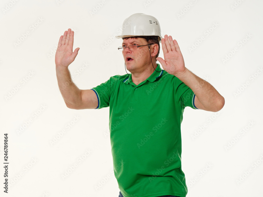 emotion man foreman on a white background emotion man foreman on a white background