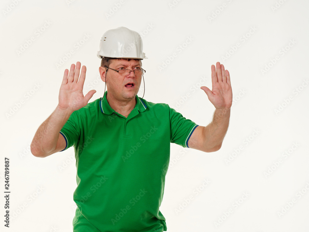 emotion man foreman on a white background