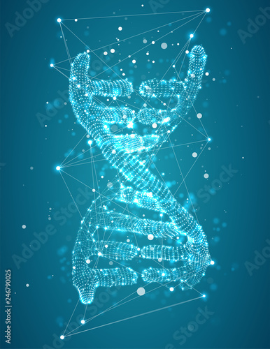 vector. part of the human dna. 3d triangular abstract style.