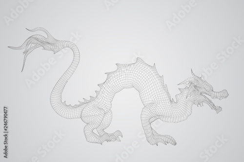 Fototapeta Naklejka Na Ścianę i Meble -  symbol of chinese new year. long flying dragon kite. vector 3d illustration