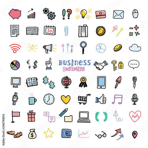  手描き　アイコン　ビジネス　コンセプト　イラスト