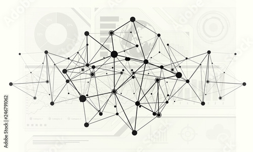 Lines and dots as networking idea drawn on white background © adam121