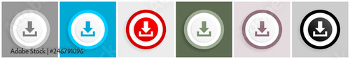 Download icon set, vector illustrations in 6 options for web design and mobile applications