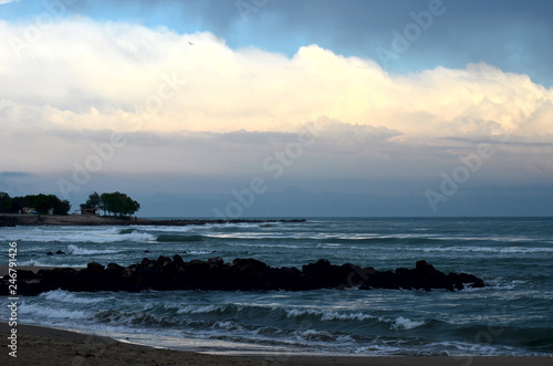 Storm at sea.Bulgaria.Sunny beach.