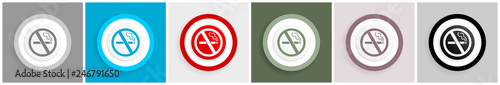 No smoking icon set, vector illustrations in 6 options for web design and mobile applications