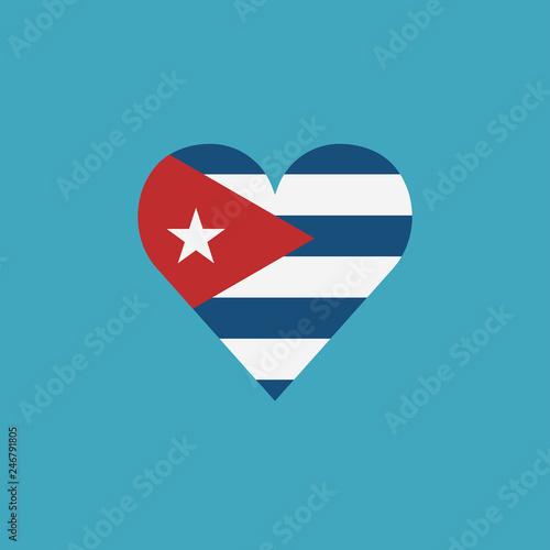 Cuba flag icon in a heart shape in flat design. Independence day or National day holiday concept. Free Download Cuba flag icon in a heart shape in flat design. Independence day or National day holiday concept. - GFXLoad