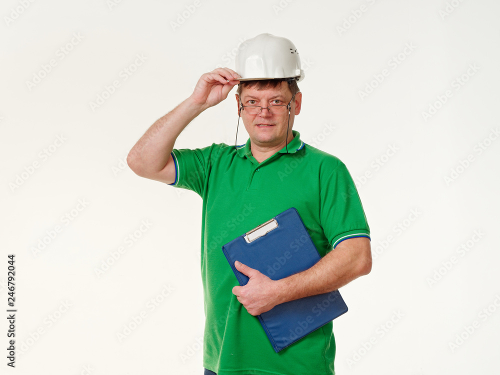 emotion man foreman on a white background