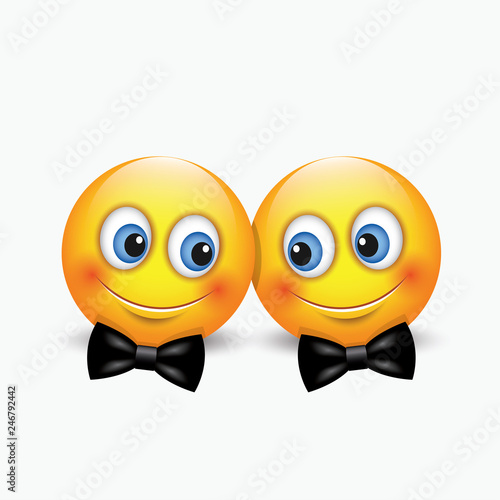 Cute couple of emoticons getting married - emoji