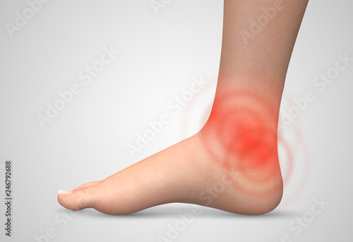 vector human foot.red spots of pain. ready element for medicine and orthopedics