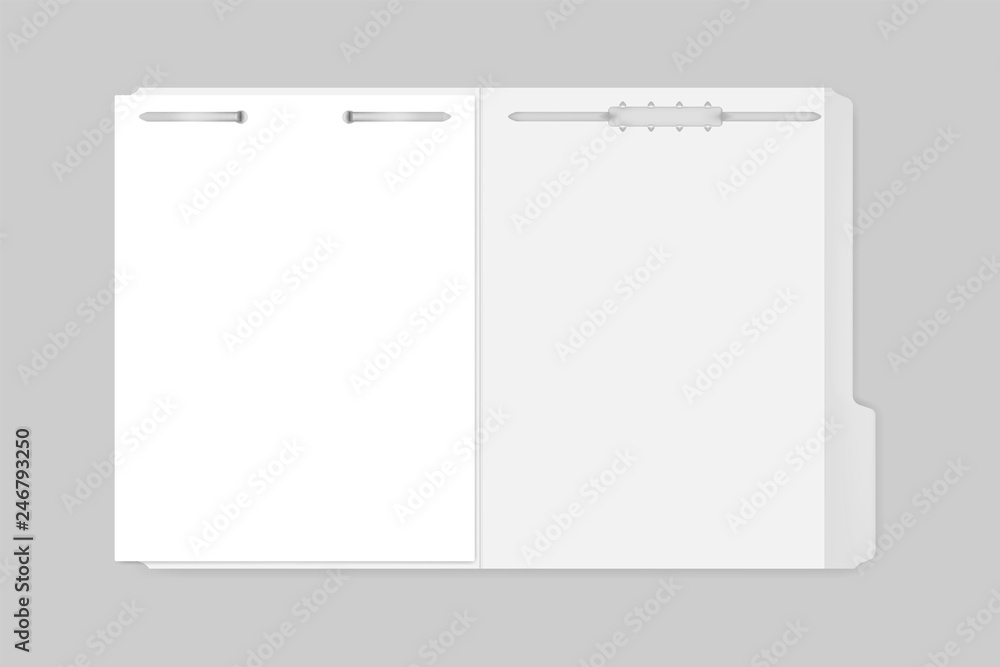 Open file folder with tab and fastener to keep documents, template Open file folder with tab and fastener to keep documents, template