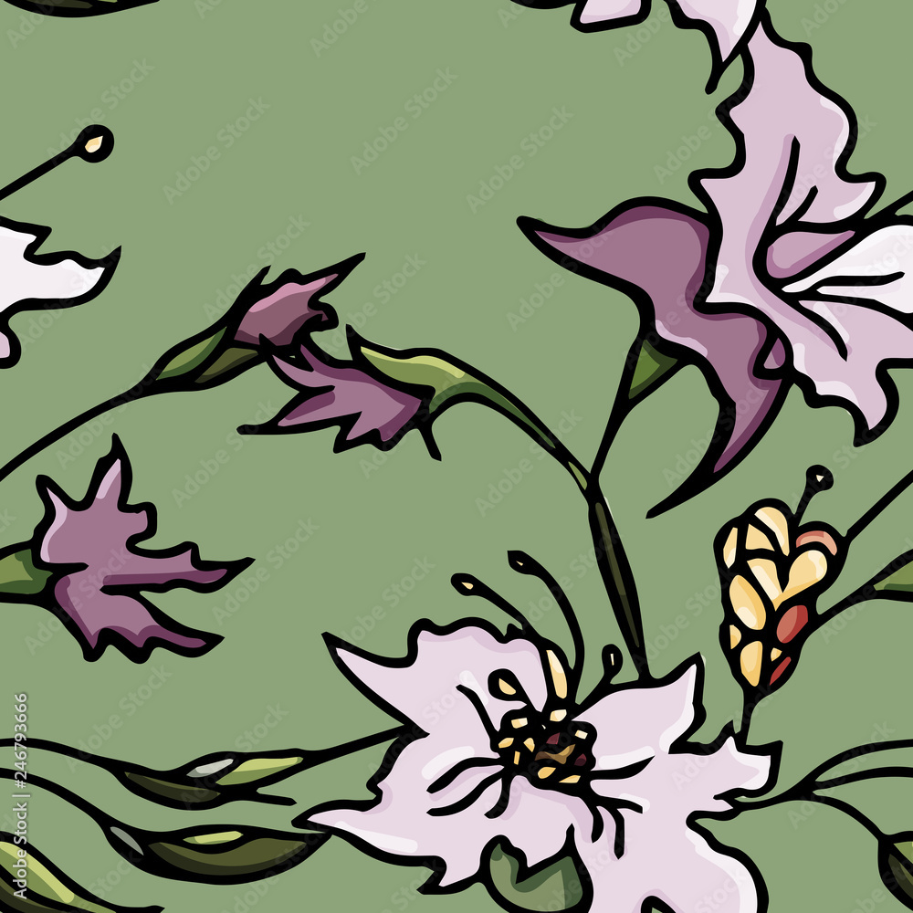 Obraz premium Flowers, Magnolia, spring. Seamless pattern. Vector illustration.