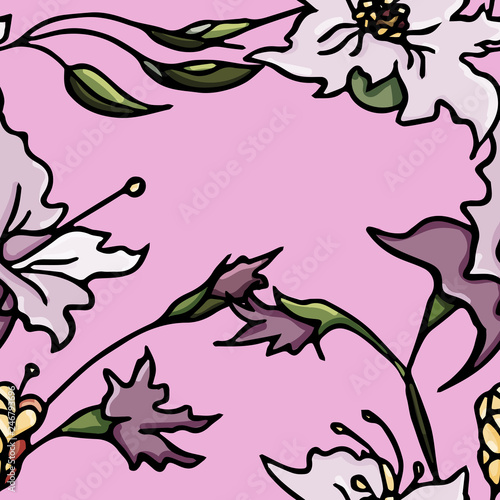 Flowers  Magnolia  spring. Seamless pattern. Vector illustration.