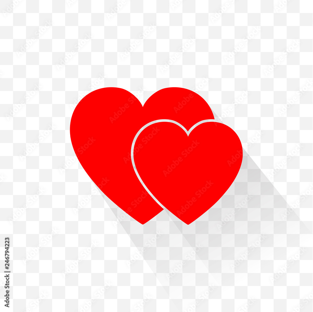 The red heart icon design with shadow The red heart icon design with shadow