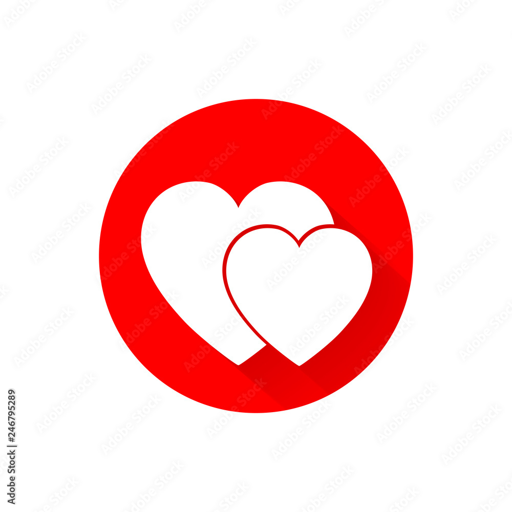 The red heart icon design with shadow The red heart icon design with shadow