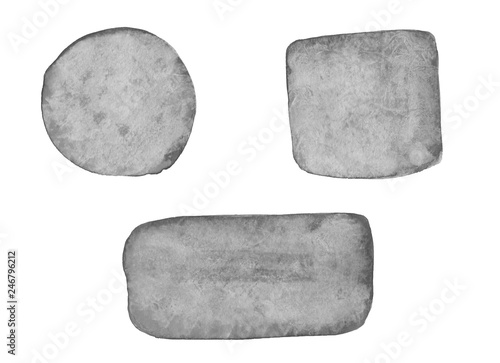 Set of light gray watercolor elements.