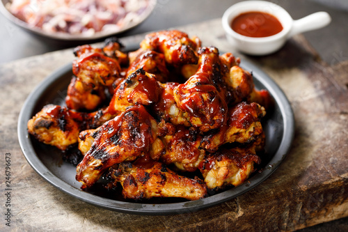 Barbecue chicken wings with sauce