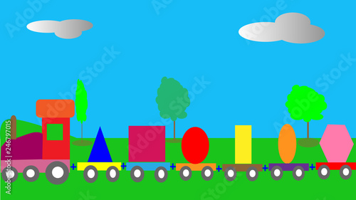 Tram with geometric figures