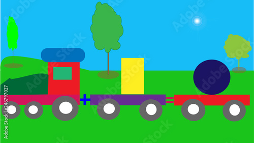 Tram with square and circle