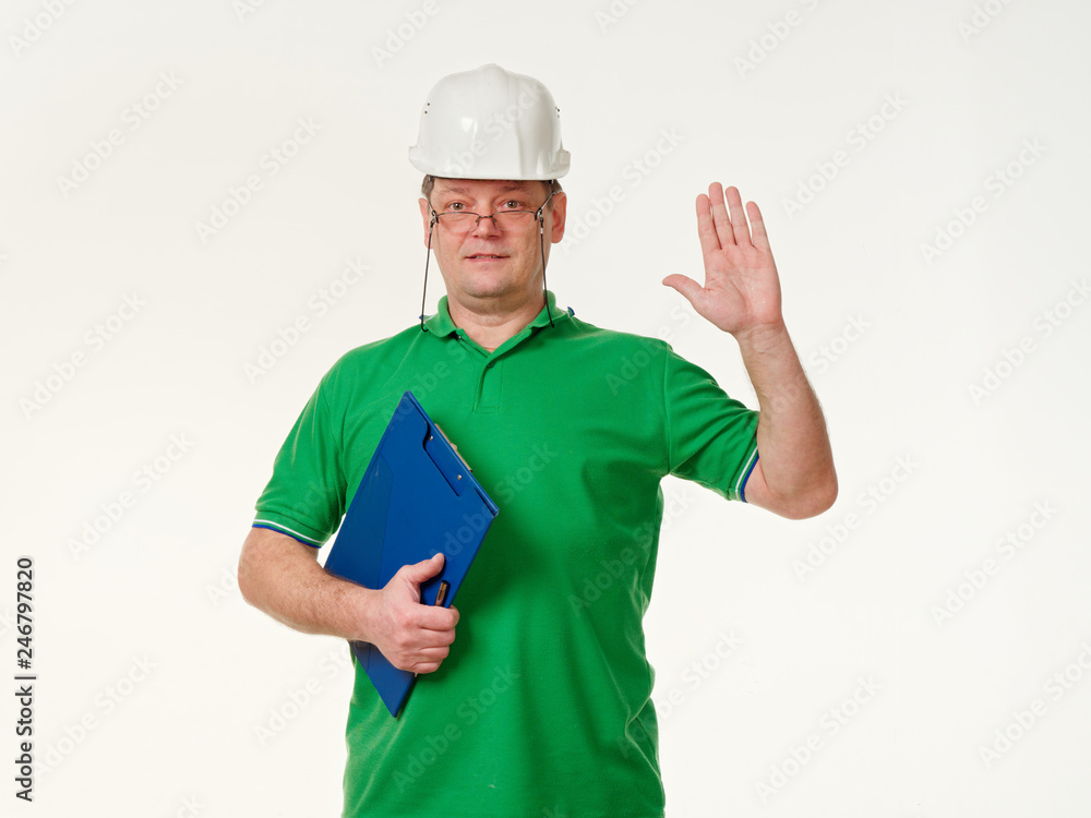 emotion man foreman on a white background