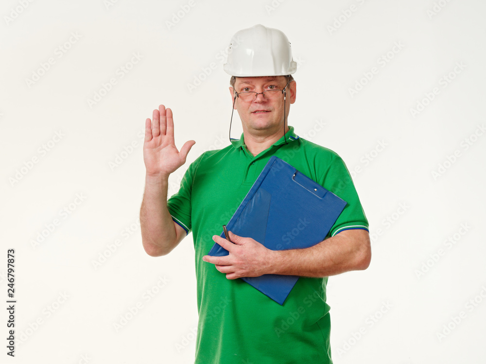 emotion man foreman on a white background emotion man foreman on a white background