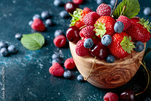 Berries closeup colorful assorted mix.
