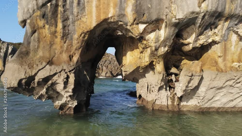 Caves of the sea beach in Llanes Asturias Spain Caves of the sea beach in Llanes Asturias Spain