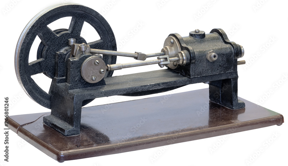 Retro model of the steam engine. Isolated on white background