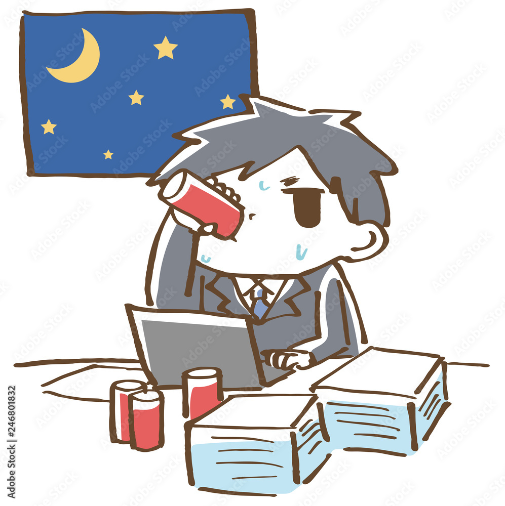残業する男性 残業する男性