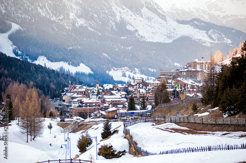 san Cassiano, Bolzano, Italy - 03.09.2018: ski resort in Italy. Dolomites