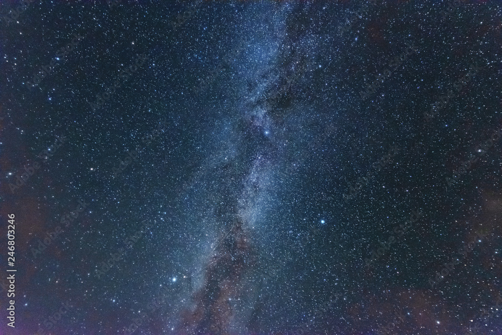 Naklejka premium Bright night starry sky with millions of stars and galaxy Milky Way.
