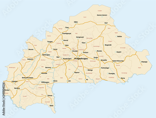 Large and detailed map of the african state of Burkina Faso
