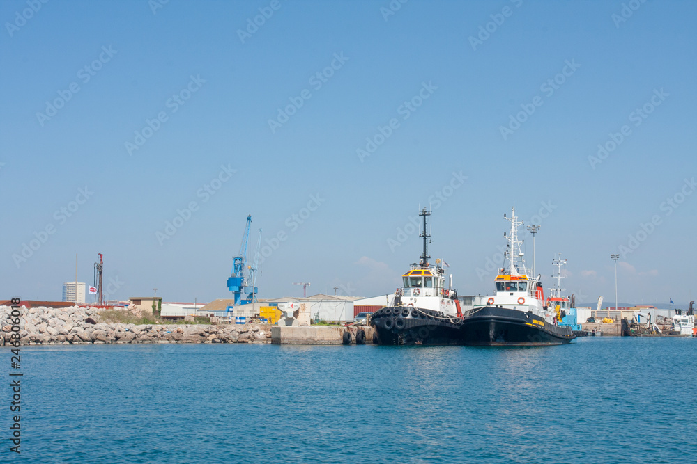 Sete France 08-07-2018. Tugboats in Sete Harbor in the south of France