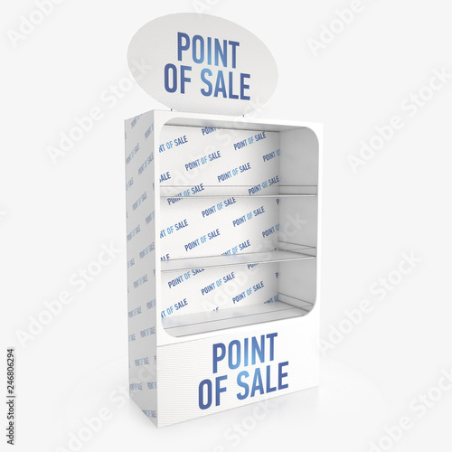 Wallpaper Mural Empty store shelves. Retail shelf rack. Showcase display. Mockup template ready for design. 3d rendering. Torontodigital.ca