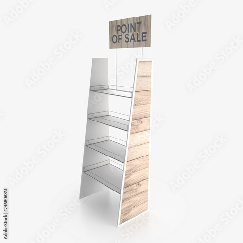 Wallpaper Mural Empty store shelves. Retail shelf rack. Showcase display. Mockup template ready for design. 3d rendering. Torontodigital.ca