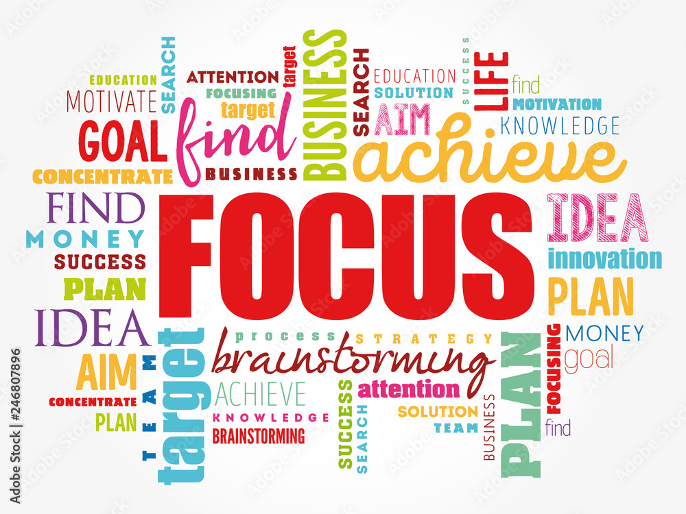 Fototapeta premium FOCUS word cloud collage, business concept background