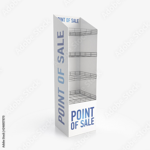 Wallpaper Mural Empty store shelves. Retail shelf rack. Showcase display. Mockup template ready for design. 3d rendering. Torontodigital.ca