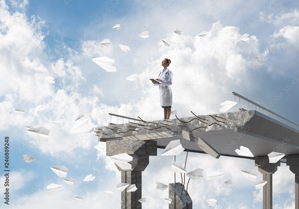 Woman doctor on the health guard