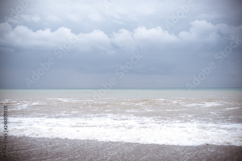 Fototapeta Naklejka Na Ścianę i Meble -  Sea wave surf. Beautiful blue waves with a lot of sea and clouds on sky