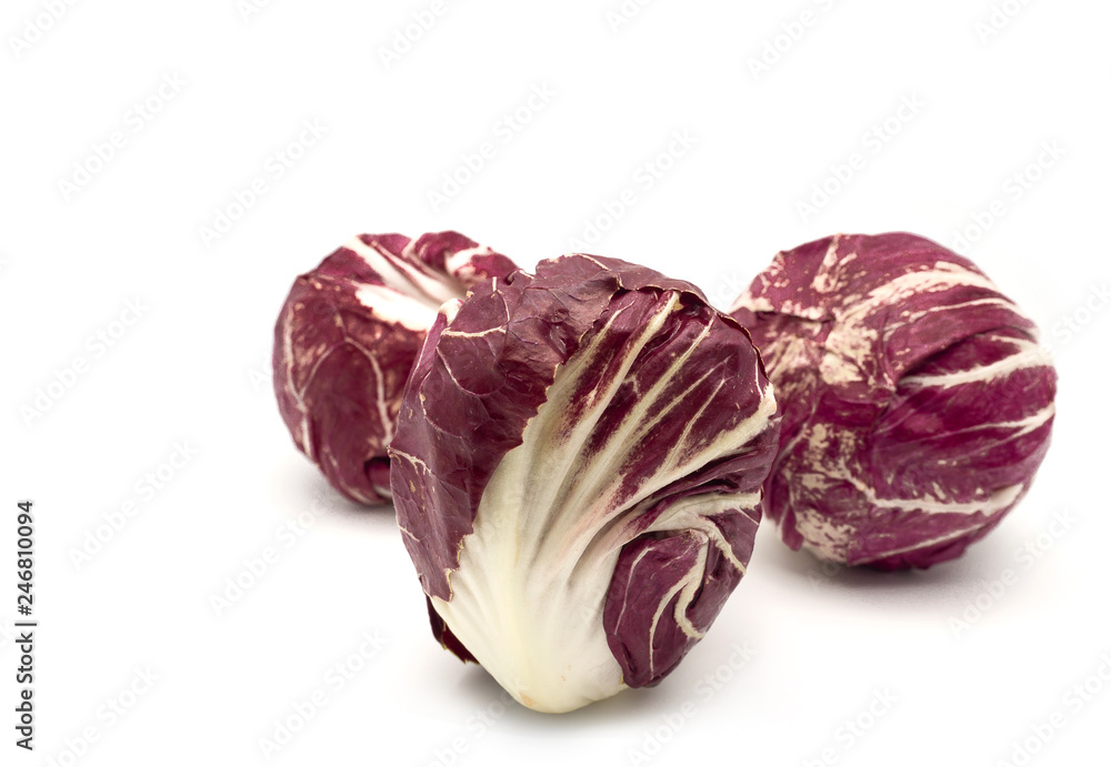Radicchio, red salad on white background. Radicchio, red salad on white background.