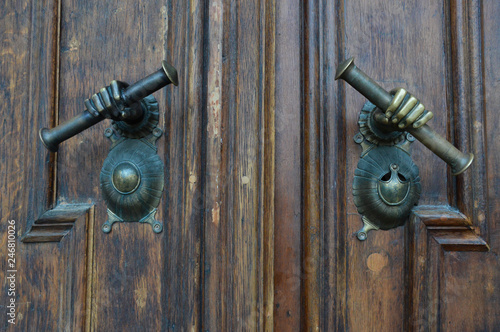 old wooden door handle