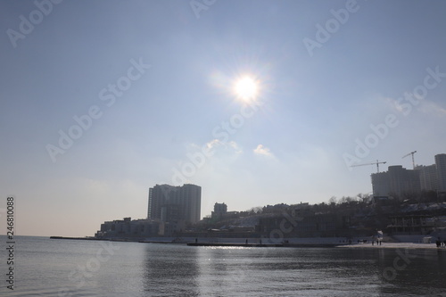 Sunny beach in winter 2